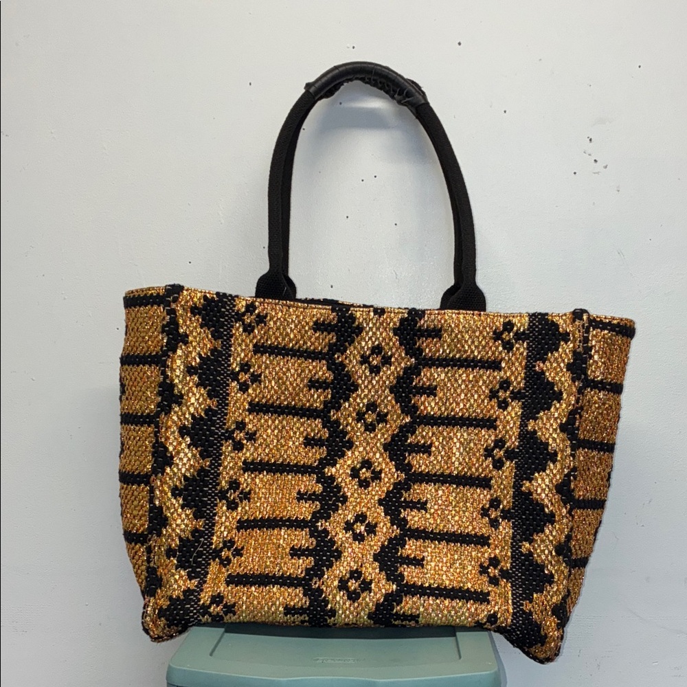 Cleobella Black and gold Patterned Tote
